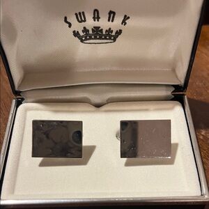 SWANK Polished Silver Cufflinks